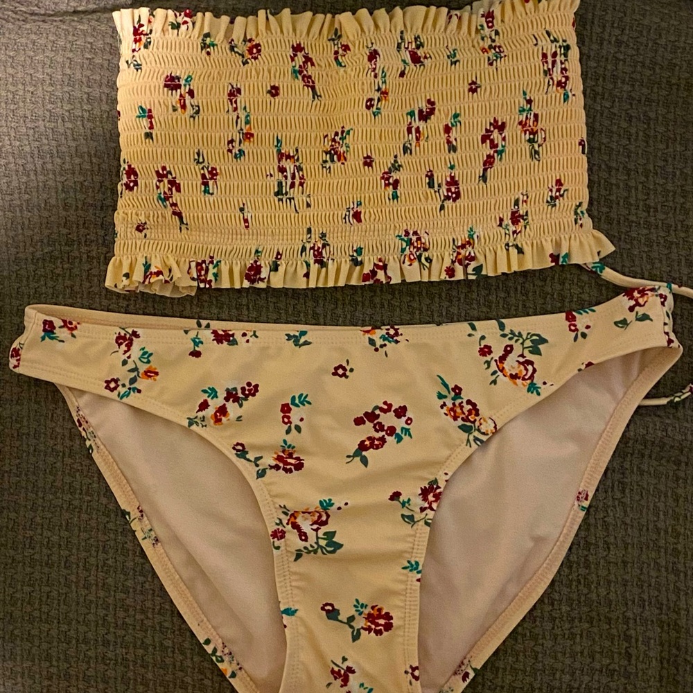 Floral Tube Top Bathing Suit Set